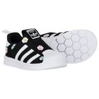 Girls Black & White Superstar 360 Trainers, 1, hi-res