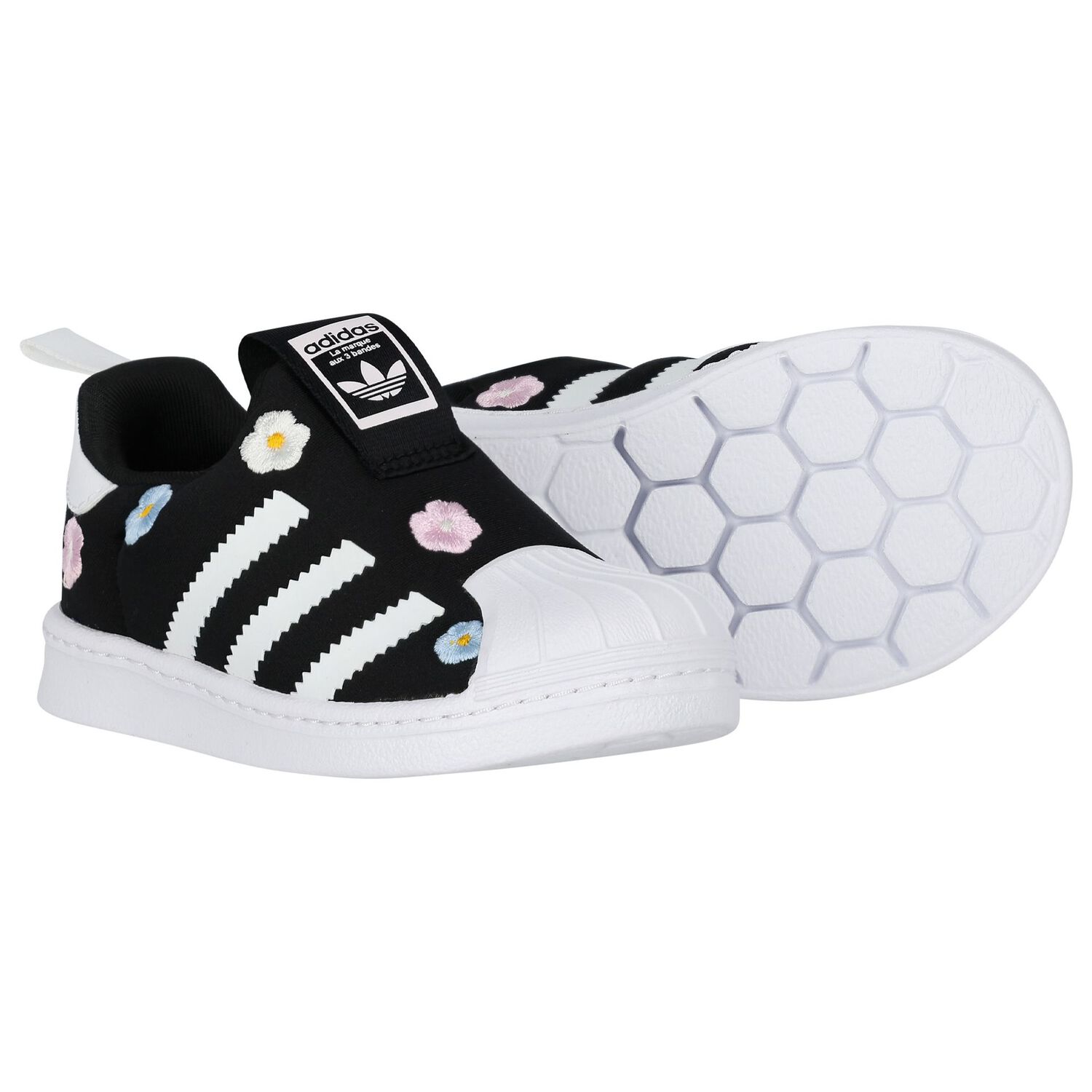 Girls Black & White Superstar 360 Trainers, 1, hi-res image number null