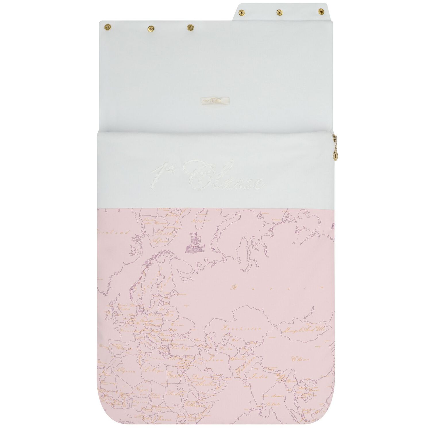 Baby Girls White & Pink Geo Map Baby Nest, 1, hi-res