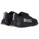 Boys Black Logo Trainers, 1, hi-res
