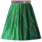 Girls Green Logo Pleated Skirt, 1, hi-res
