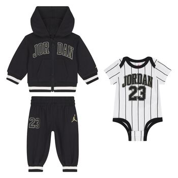 Nike Kids Baby Boys White & Black Jordan Logo Tracksuit Set (3 Piece), 1 Baby Boys White & Black Jordan Logo Tracksuit Set (3 Piece)