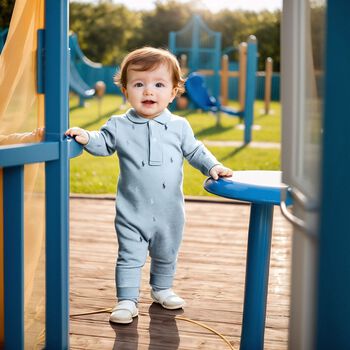 Baby Boys Blue Logo Romper