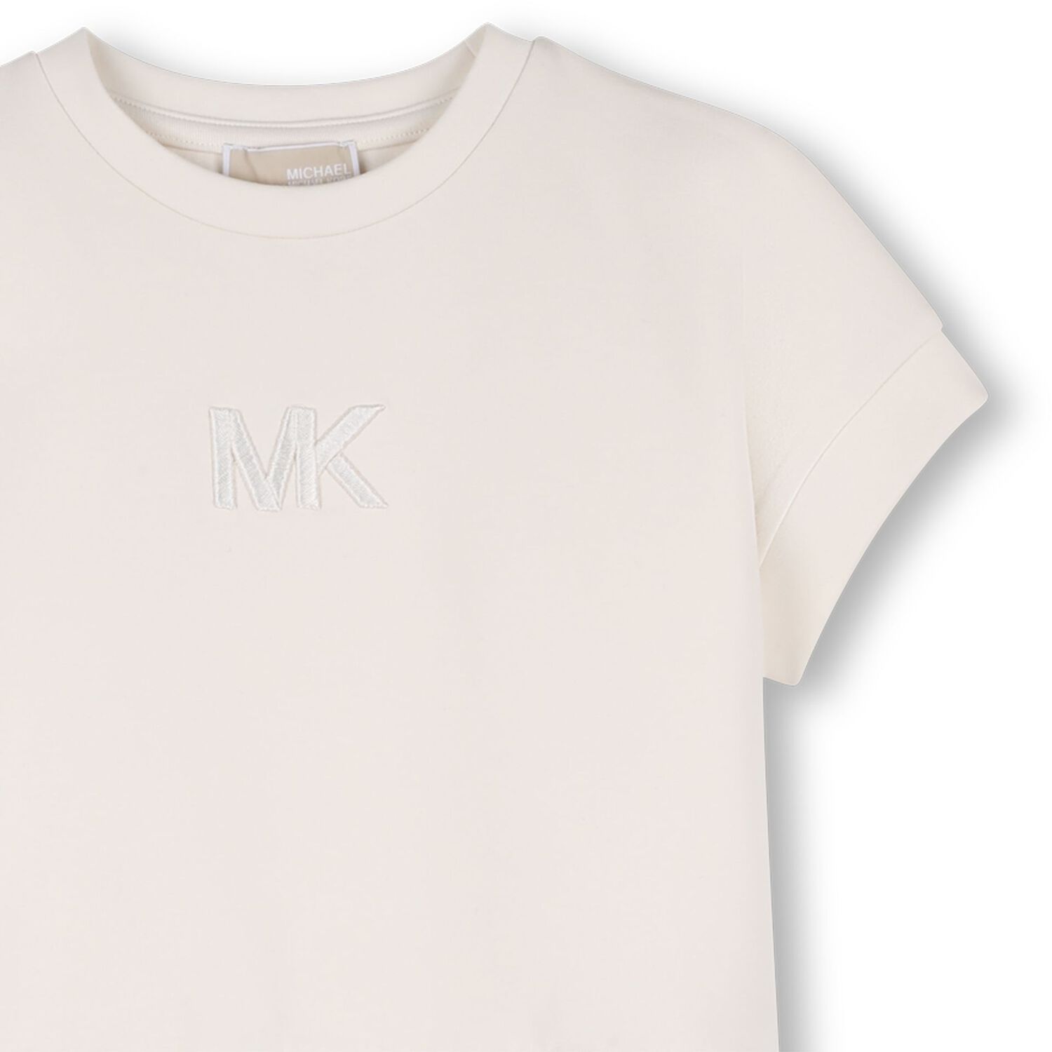 Girls Beige Logo Pleated Dress, 1, hi-res