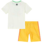 Ivory & Yellow Logo Shorts Set, 1, hi-res