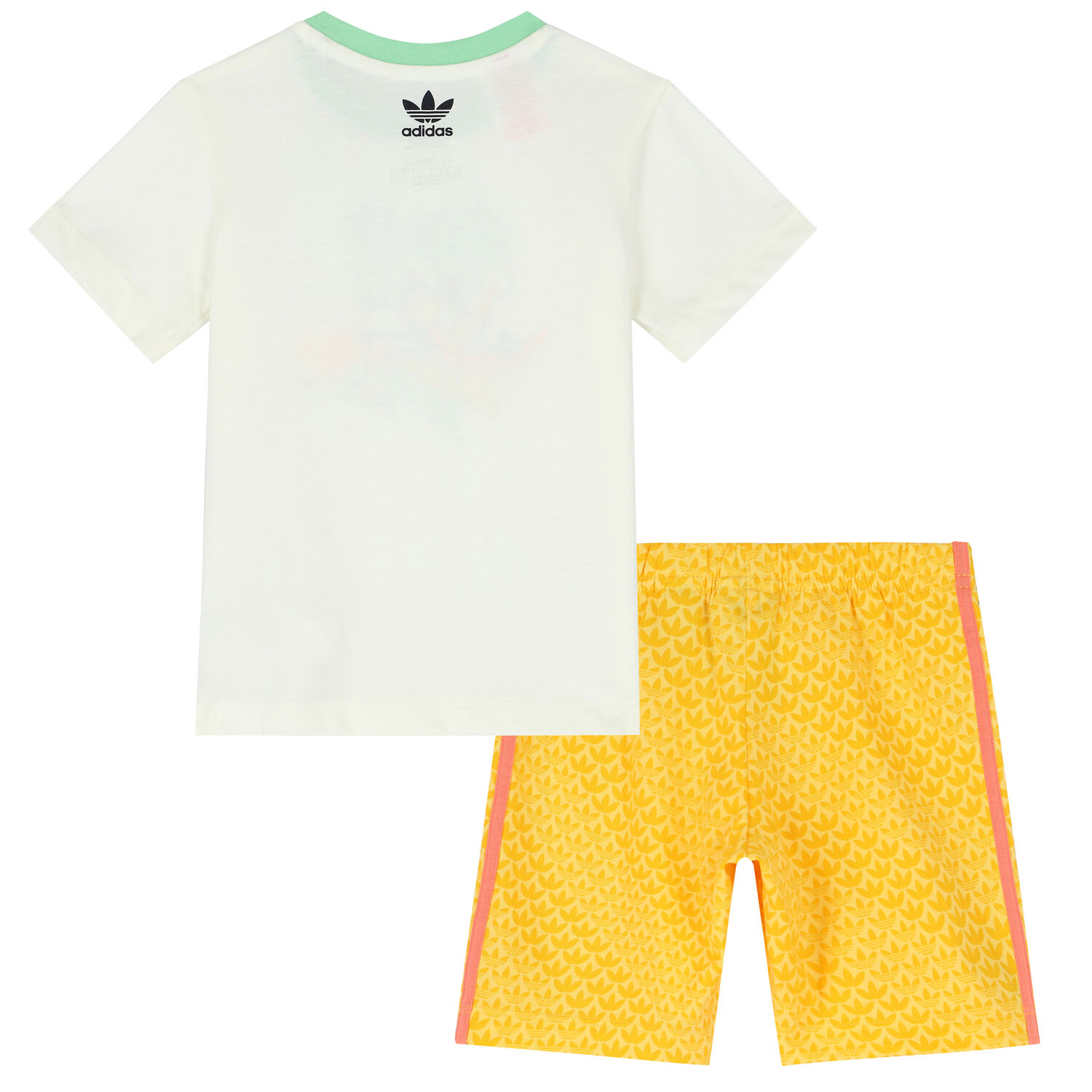 Ivory & Yellow Logo Shorts Set, 1, hi-res