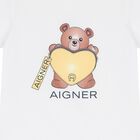 Girls White & Pink Teddy Bear Logo Pyjamas, 1, hi-res
