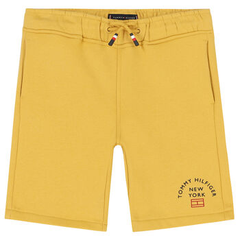 Boys Yellow Logo Cotton Shorts