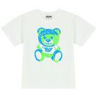 Boys White & Blue Teddy Logo Shorts Set, 1, hi-res
