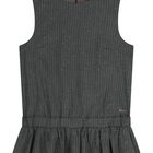 Girls Grey Embellished Striped Dress, 1, hi-res