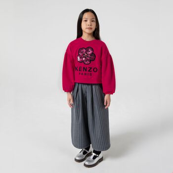 Girls Pink Flower Logo Sweatshirt