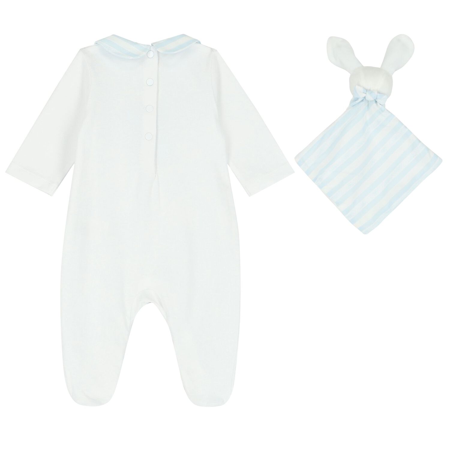 Baby Boys White & Blue Rabbit Babygrow Giftset, 2, hi-res