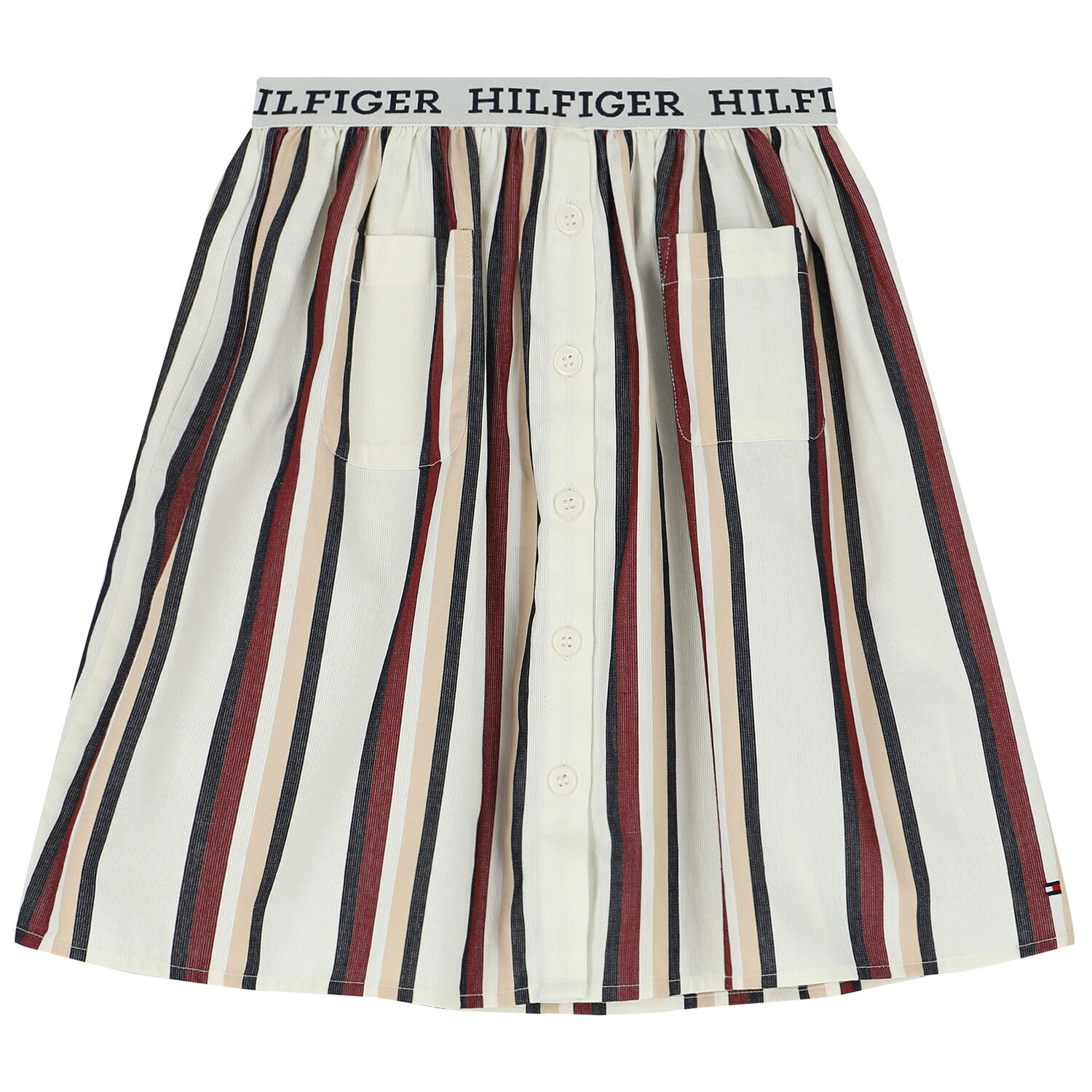 Girls Ivory Logo Striped Skirt, 1, hi-res