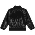 Girls Black Logo Sequin Jacket , 1, hi-res