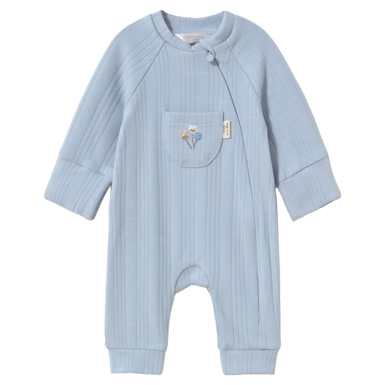 Baby Boys Blue Ribbed Romper, 3, hi-res