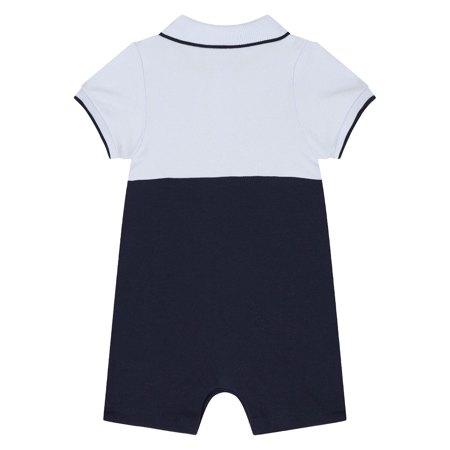 Baby Boys Blue & Navy Blue Logo Romper, 2, hi-res