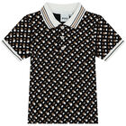Younger Boys Black Monogram Logo Polo Shirt, 2, hi-res