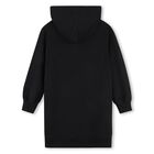 Girls Black Flamingo Logo Hooded Dress, 1, hi-res