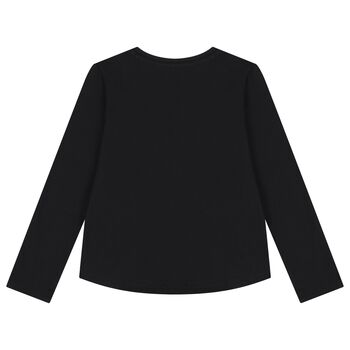 Girls Black Logo Long Sleeve Top