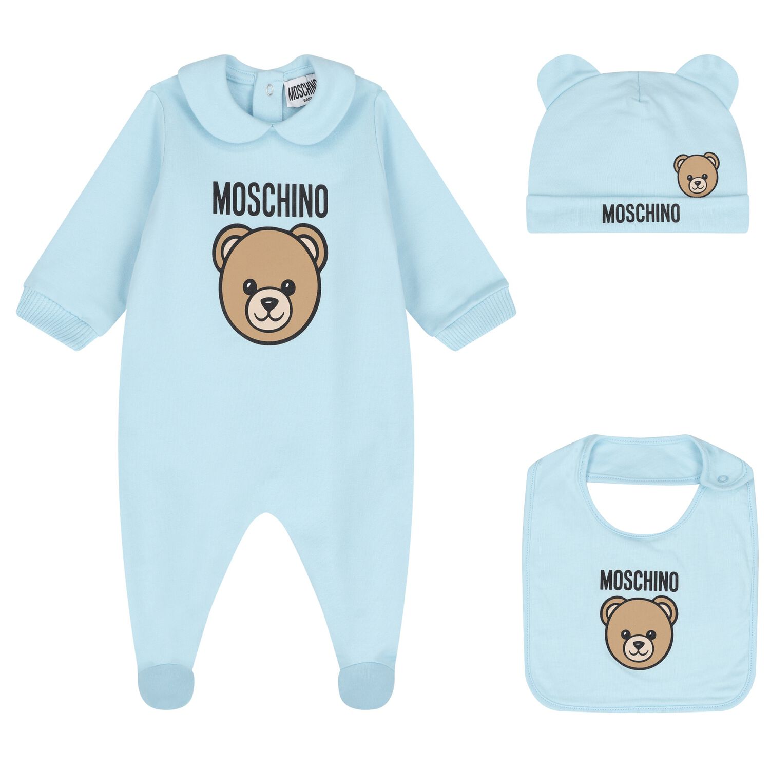 Blue Teddy Bear Logo Babygrow Gift Set, 4, hi-res