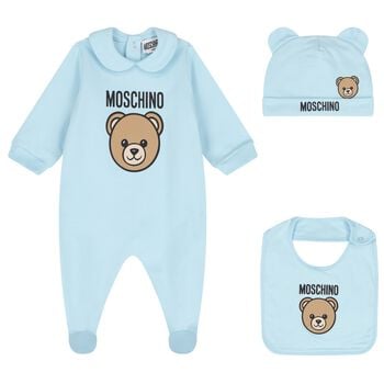 Blue Teddy Bear Logo Babygrow Gift Set
