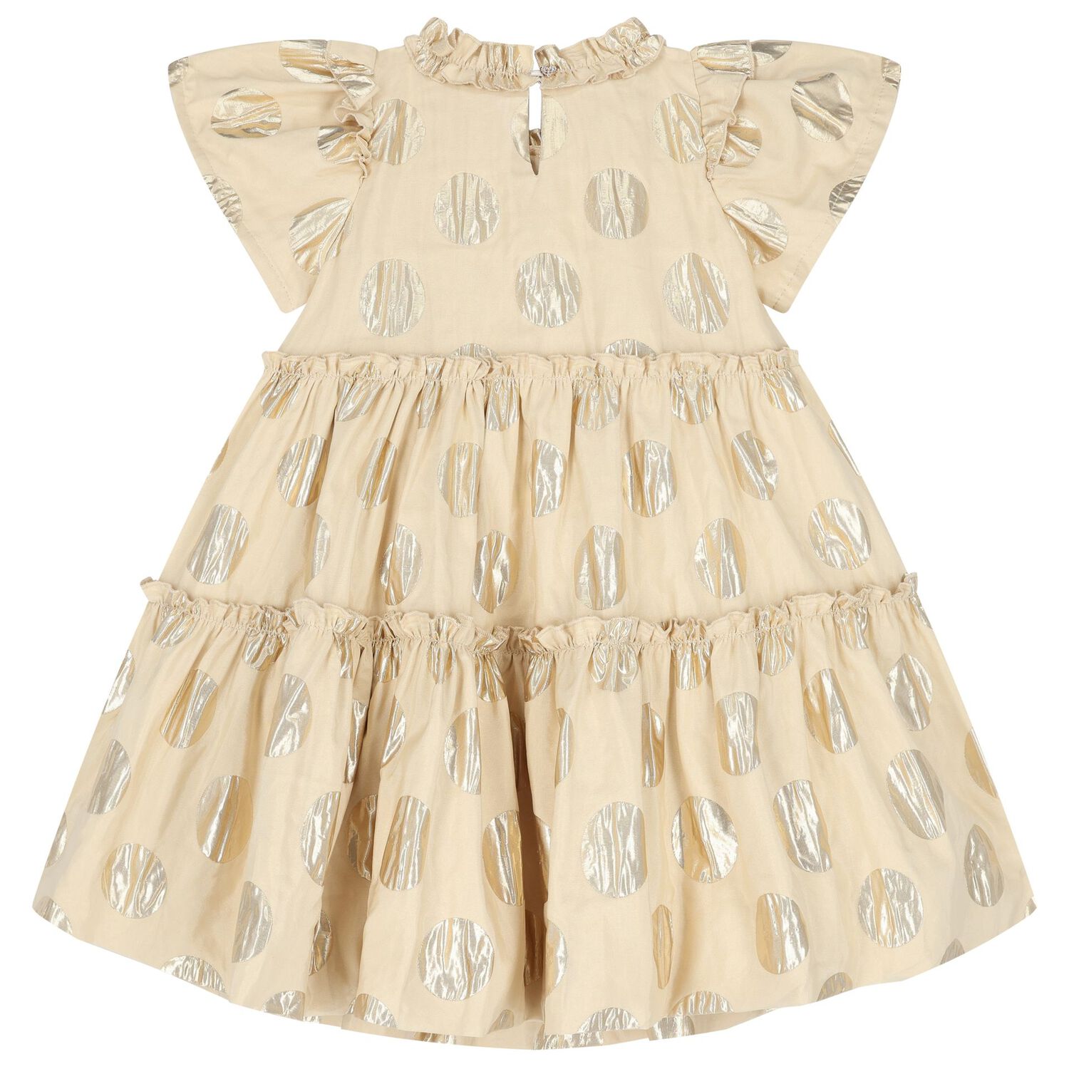 Girls Gold Ruffled Dress, 1, hi-res