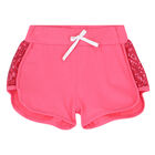 Girls White & Pink Embellished Shorts Set, 1, hi-res