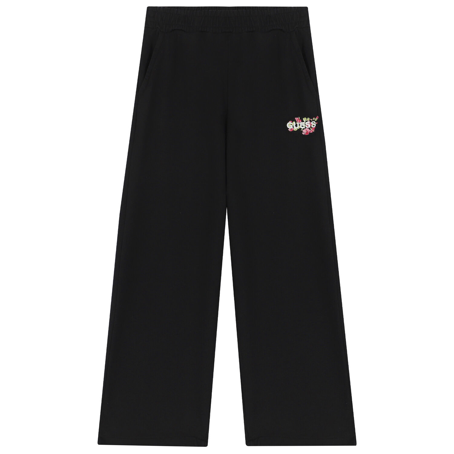 Girls Black Logo Trousers, 1, hi-res