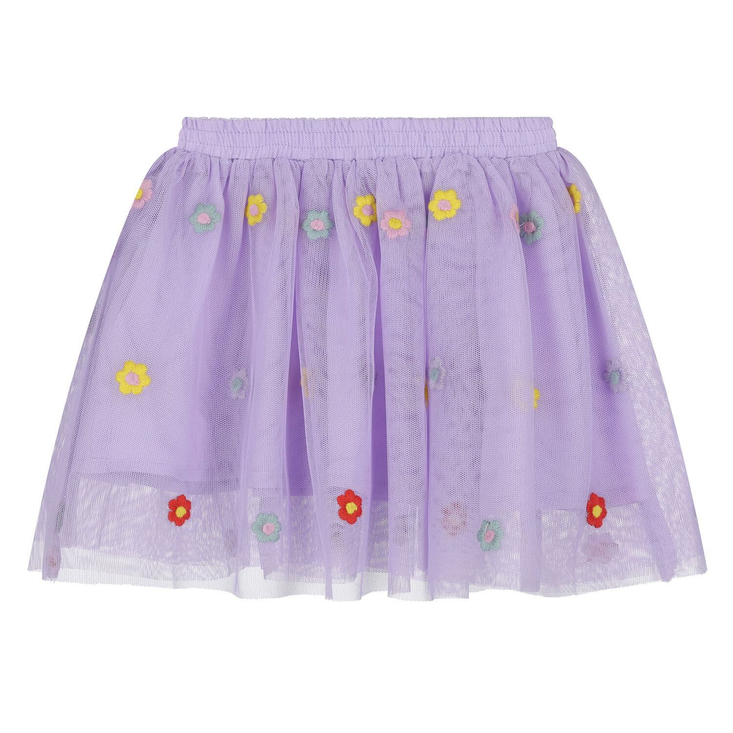 Younger Girls Purple Flower Tulle Skirt, 1, hi-res