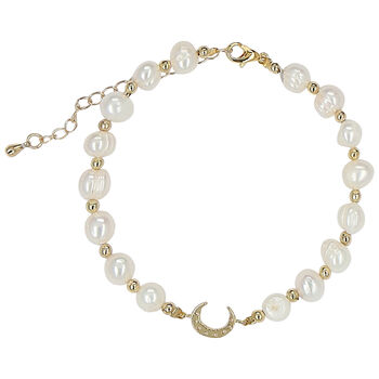 Girls Ivory & Gold Pearl & Moon Bracelet