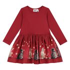 Younger Girls Red Kittens Dress, 1, hi-res