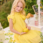 Girls Yellow Bow Dress, 5, hi-res