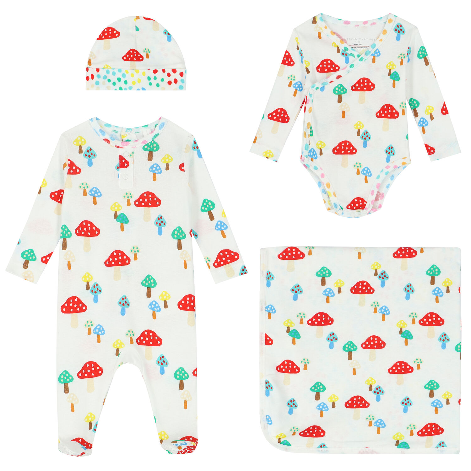 Baby Girls White Mushroom 4-Piece Set, 1, hi-res