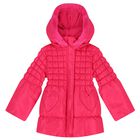 Girls Pink Heart Hooded Puffer Jacket, 1, hi-res