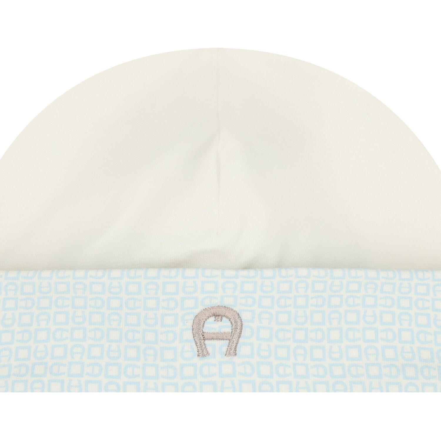 Baby Boys Ivory & Blue Logo Hat, 2, hi-res
