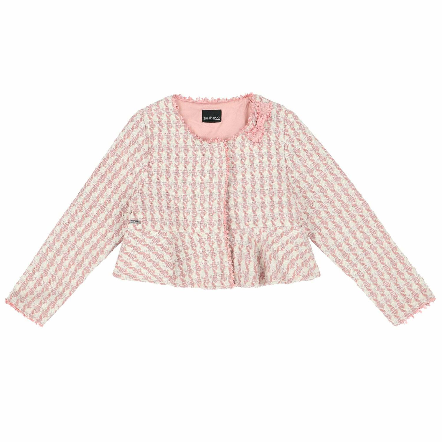 Girls White & Pink Tweed Jacket, 1, hi-res