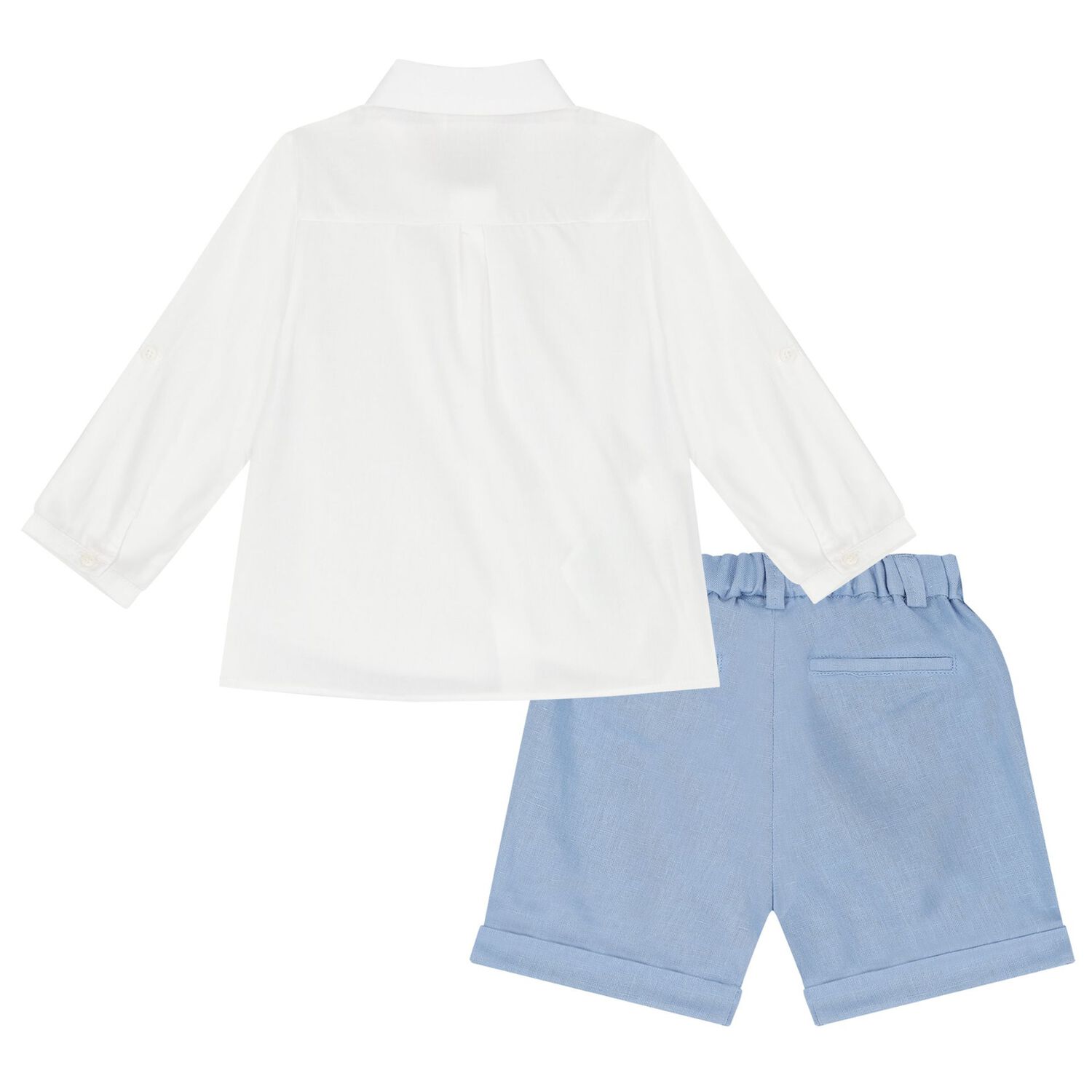 Baby Boys White & Blue Shorts Set, 1, hi-res