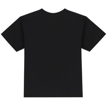 Boys Black Striped Logo T-Shirt