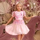 Girls Pink Embroidered Tulle Dress, 1, hi-res