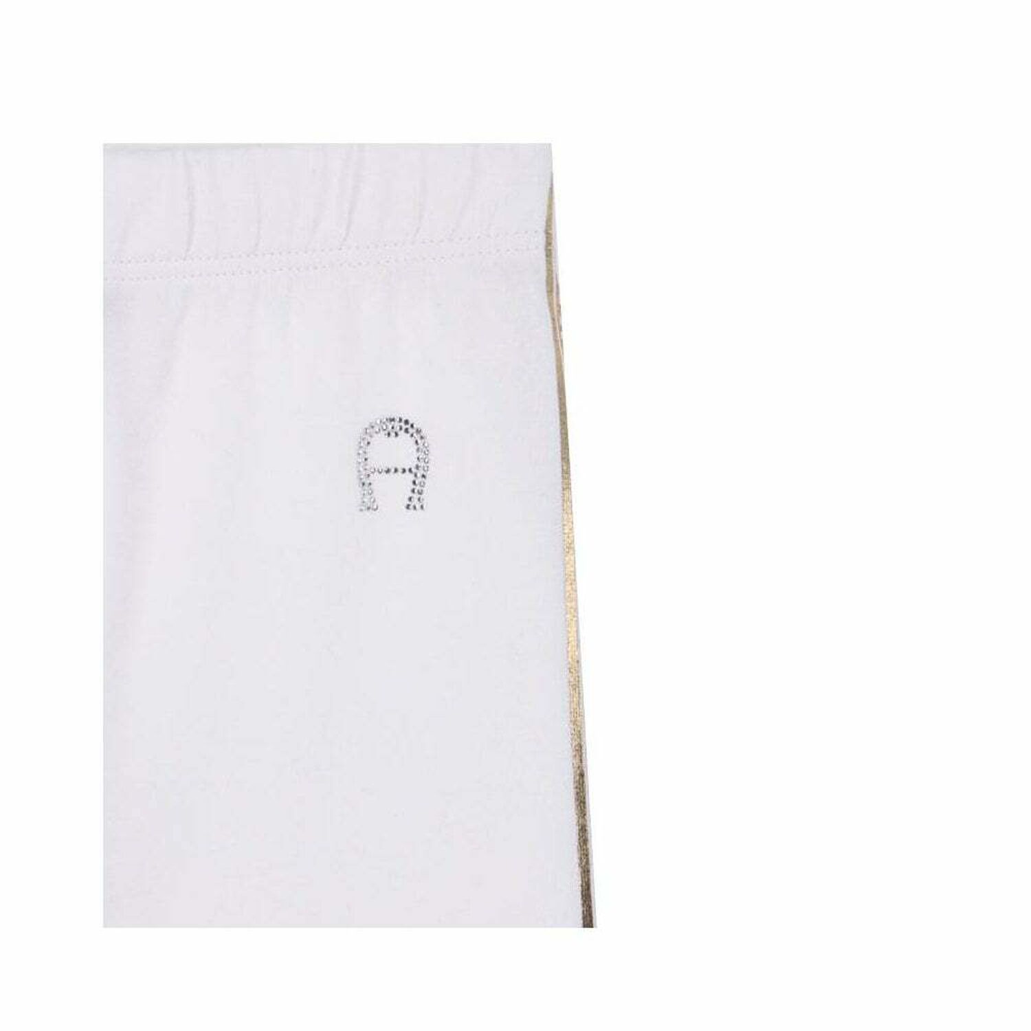 Girls White & Gold Logo Leggings, 1, hi-res