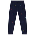 Boys Navy Blue Logo Joggers, 1, hi-res