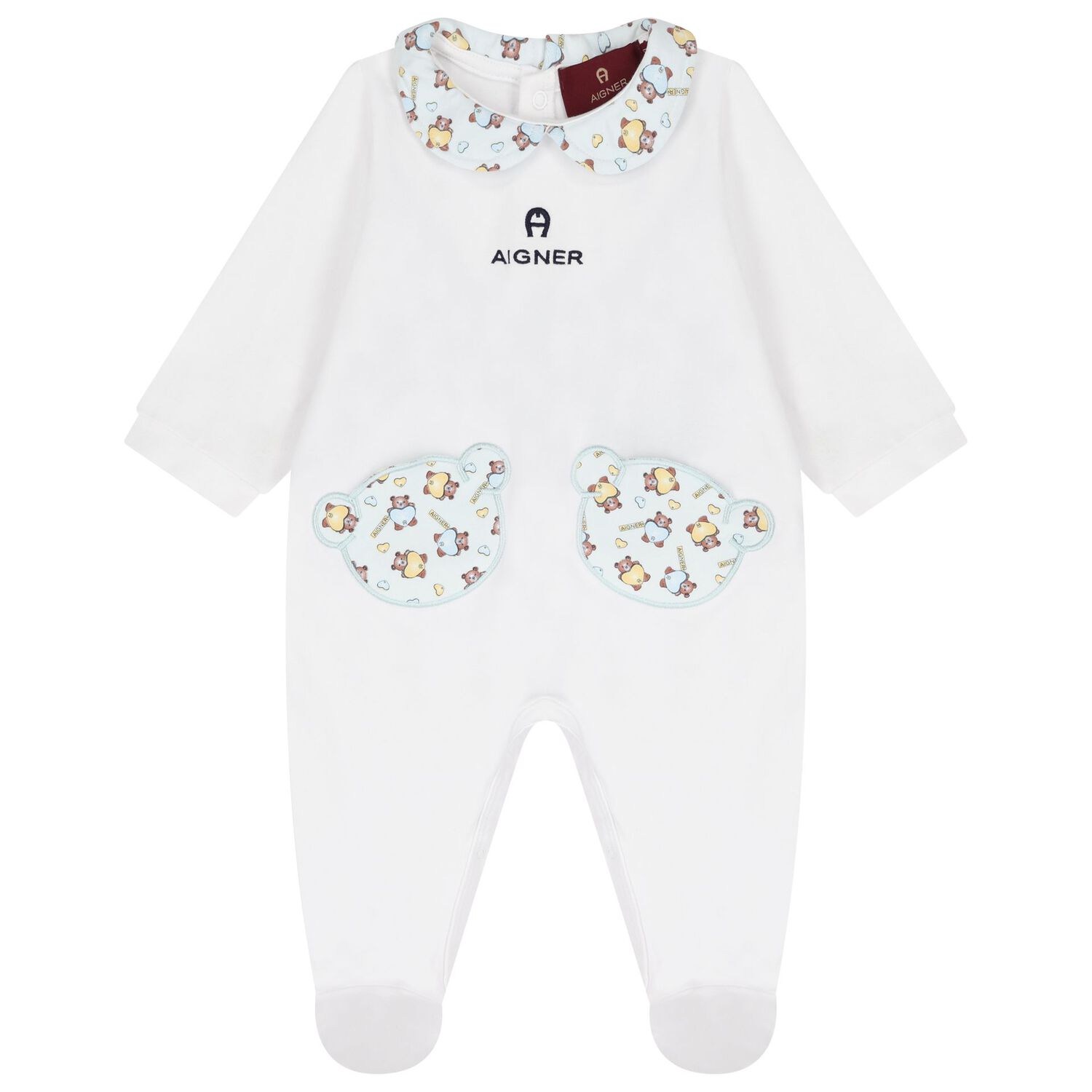 Baby Boys White & Blue Teddy Bear Logo Babygrow Gift Set, 1, hi-res image number null