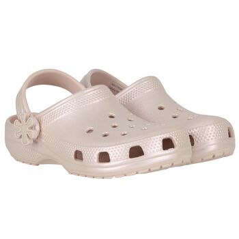 Girls Metallic Beige Classic Clogs Sandals 