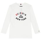 Boys White Logo Long Sleeve Top, 2, hi-res