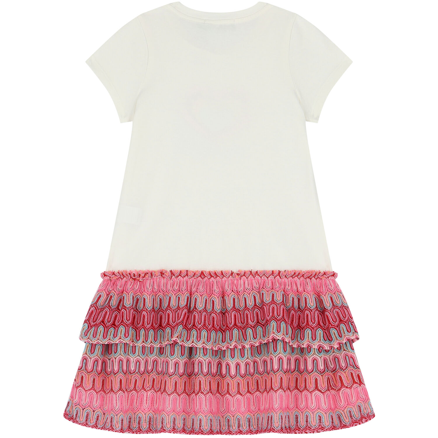 Girls Ivory & Pink Logo Dress, 1, hi-res