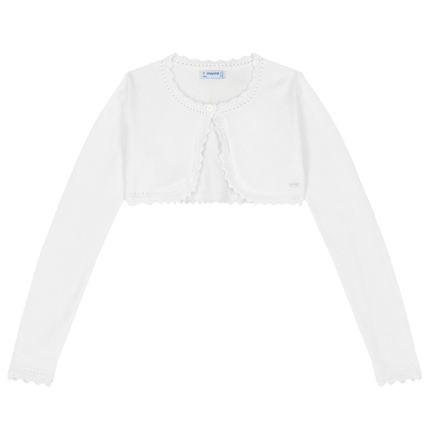 Girls White Bolero Cardigan, 2, hi-res image number null