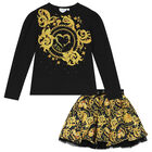 Girls Black & Gold Skirt Set, 1, hi-res