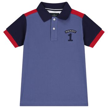 Boys Blue & Red Logo Polo Shirt