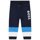 Younger Boys White & Navy Blue Tracksuit, 1, hi-res