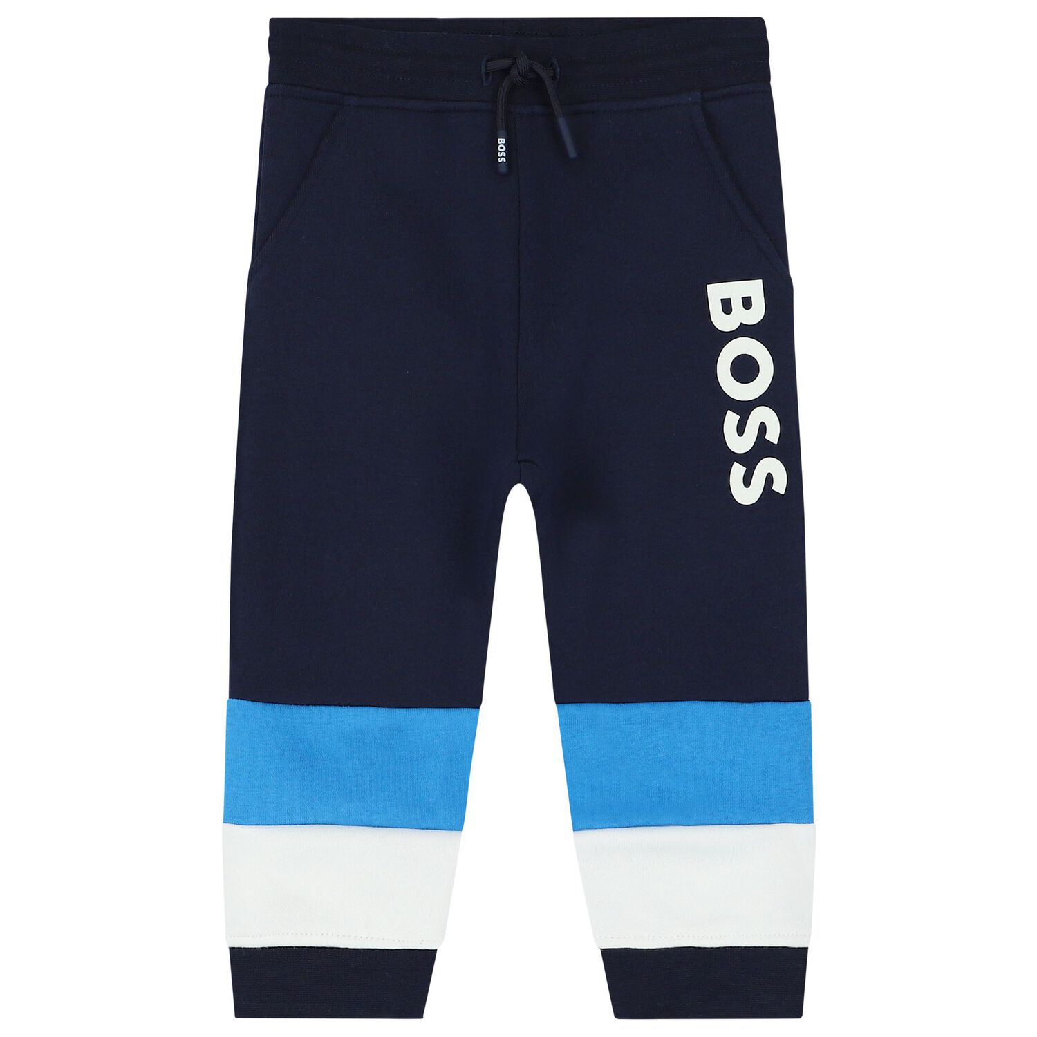 Younger Boys White & Navy Blue Tracksuit, 1, hi-res image number null